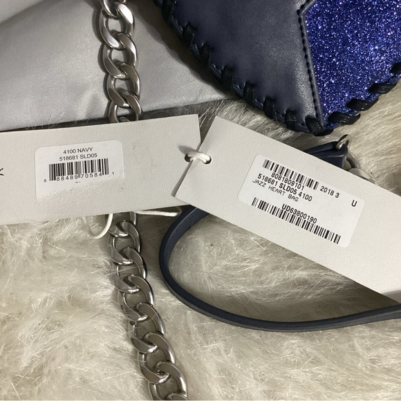 Stella McCartney Jazz Heart Black & Blue Glittery Crossbody Bag Whipstitching - Picture 4 of 12